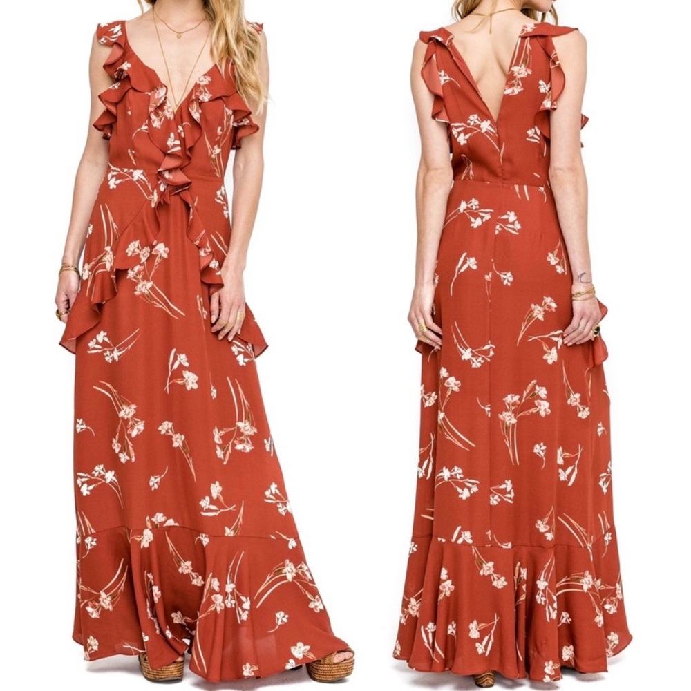 ASTR The Label Floral Ruffle Maxi Dress \\ S